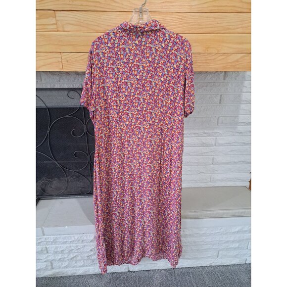 Denim & Co. Womens Floral Button Down Short Sleeve Dress Size 1X Rayon Multicolo - Picture 6 of 10